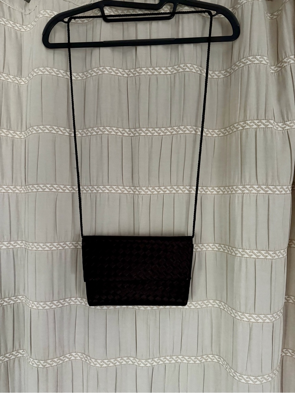 Vintage Whiting & Davis Black Satin Woven Evening Bag Crossbody Formal Cocktail